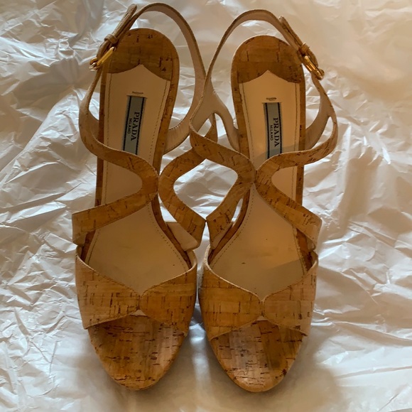 Prada Cork Platform Heels - Women's 36